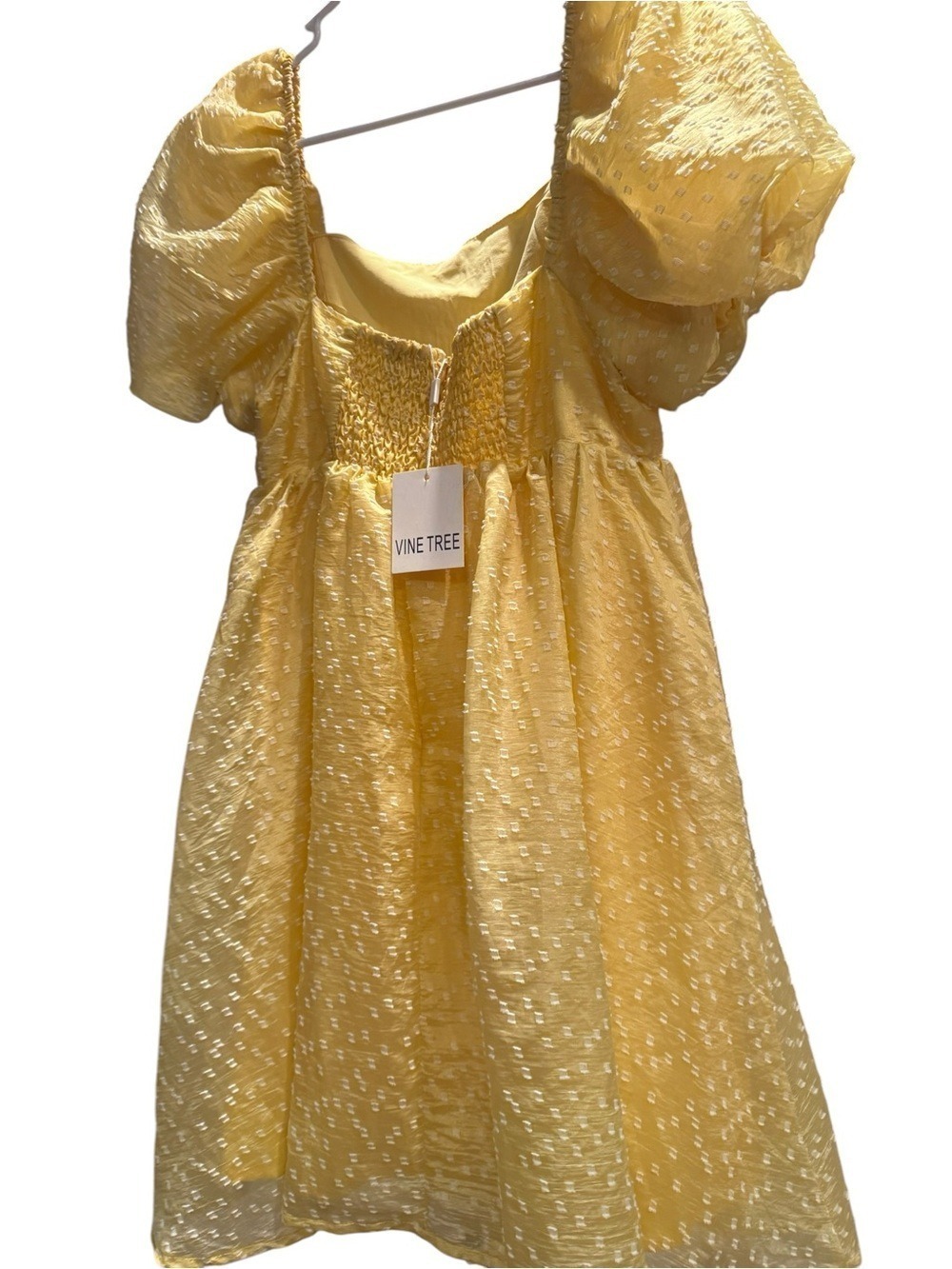 88. Vine Tree Textured Puff Sleeve Mini Dress NWT - Picture 3 of 6